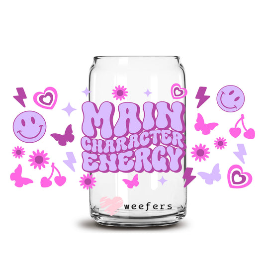 Main Character Energy 16oz Libbey Glass Can UV DTF or Sublimation Wrap - Decal - Weefers