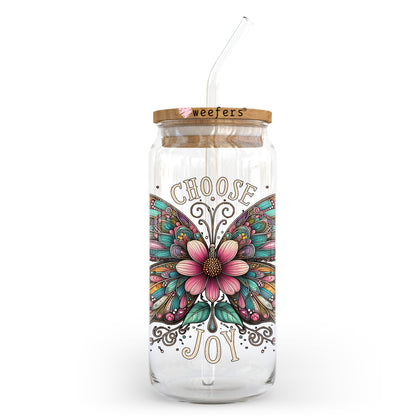 Choose Joy Butterfly 20oz Libbey Glass Can, 34oz Hip Sip, 40oz Tumbler, 24oz Cold Cup UV DTF or Sublimation Decal Transfer - Weefers