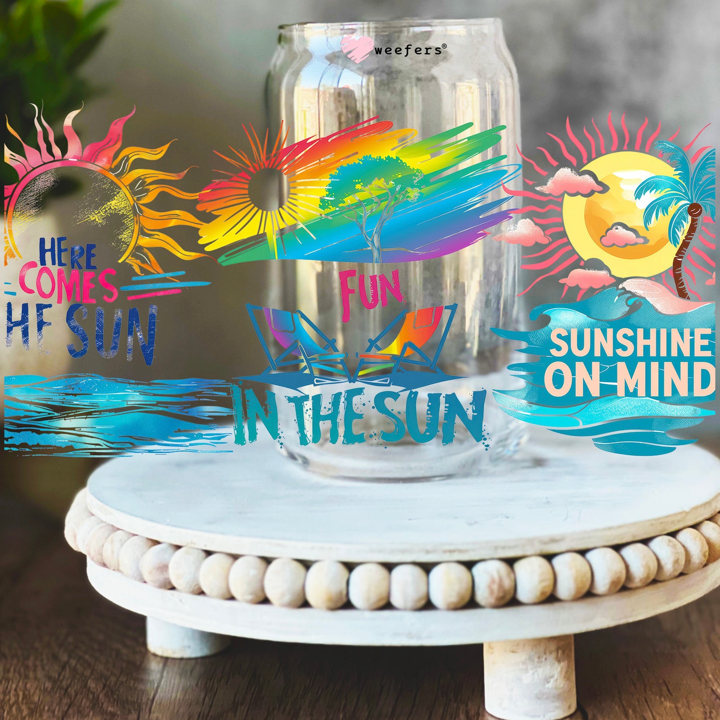 Sunshine on my Mind 16oz Libbey Glass Can UV DTF or Sublimation Wrap Decal Transfer - Weefers