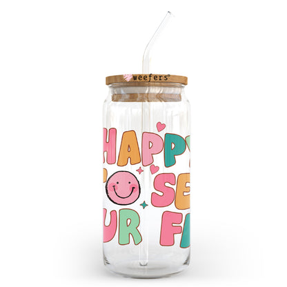 Happy To See Your Face Happy Face 20oz Libbey Glass Can, 34oz Hip Sip, 40oz Tumbler, 24oz Cold Cup UV DTF or Sublimation Decal Transfer - Weefers