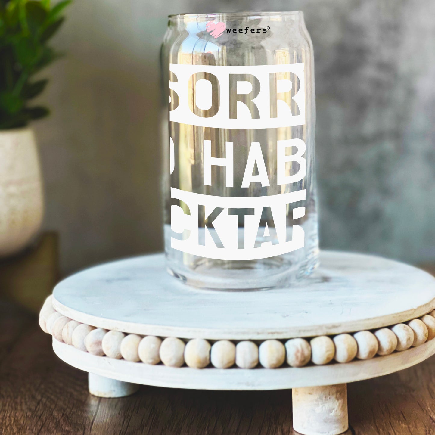 Sorry No Hablo Fucktardo White 16oz Libbey Glass Can UV DTF or Sublimation Wrap Decal Transfer - Weefers