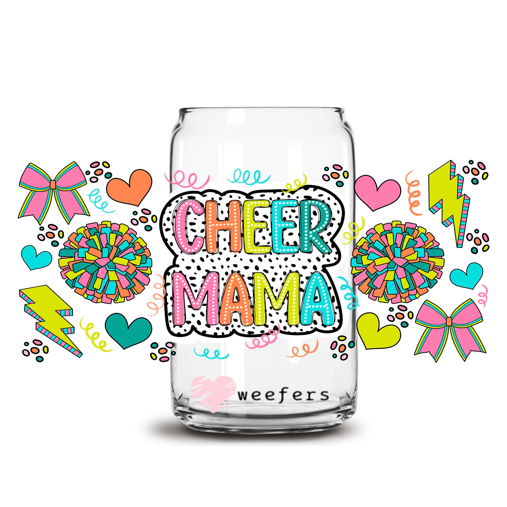 Cheer Mama Polka Dots 16oz Libbey Glass Can UV DTF or Sublimation  Wrap - Transfer - Weefers