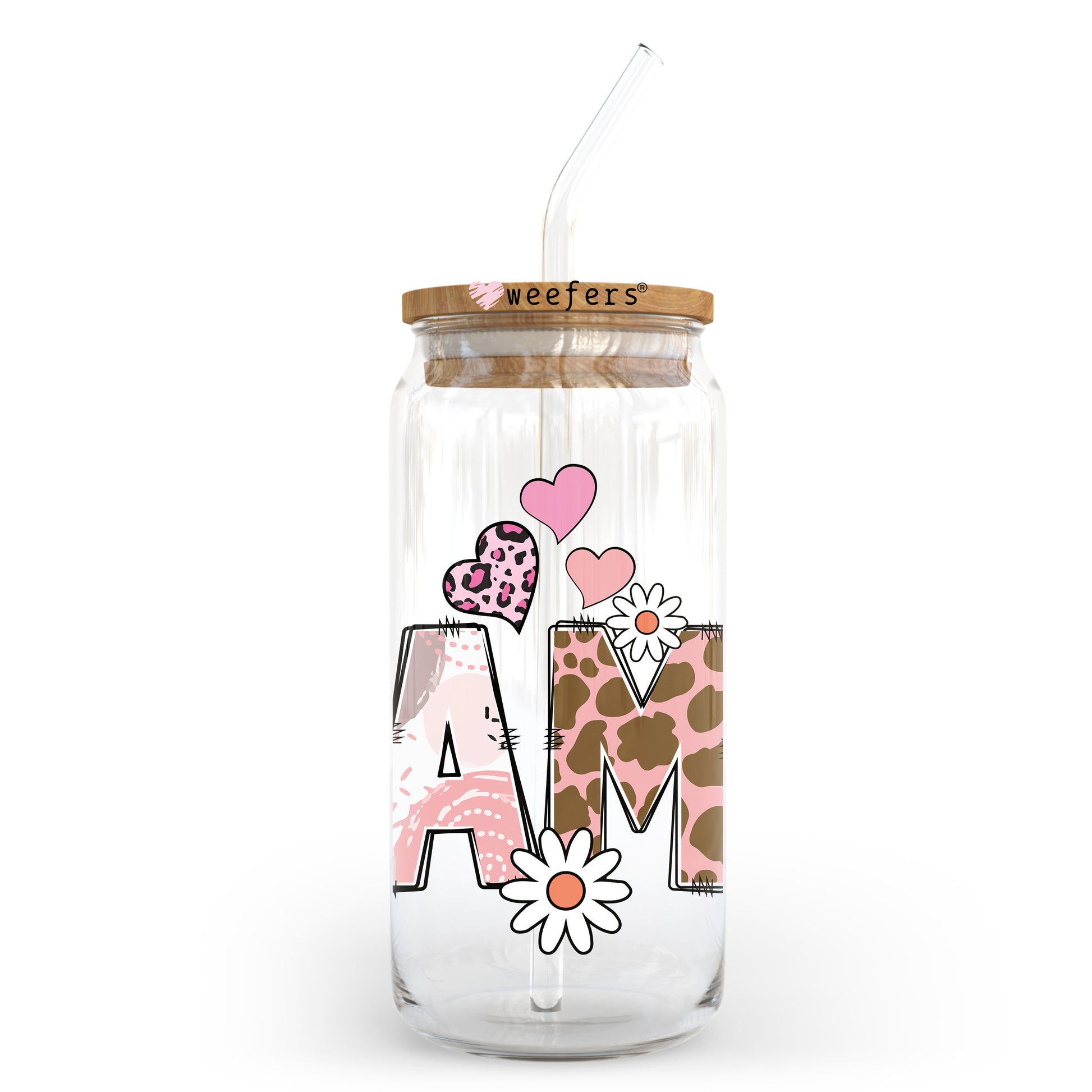 Mama cheetah Pink 20oz Libbey Glass Can, 34oz Hip Sip, 40oz Tumbler, 24oz Cold Cup UV DTF or Sublimation Decal Transfer - Weefers