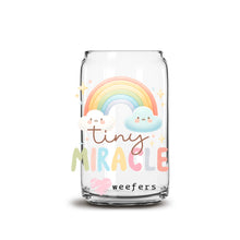Load image into Gallery viewer, a glass jar with a rainbow and clouds on it
