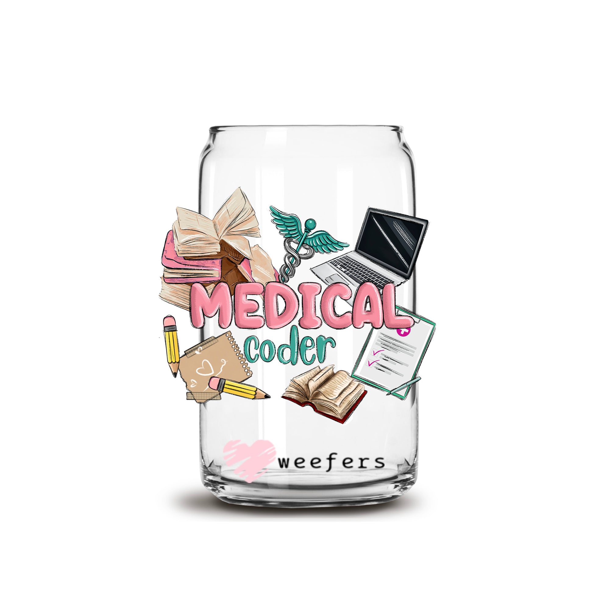 Medical Coder 16oz Libbey Glass Can UV DTF or Sublimation Wrap - Decal Transfers - Weefers