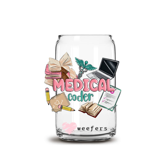 Medical Coder 16oz Libbey Glass Can UV DTF or Sublimation Wrap - Decal Transfers - Weefers