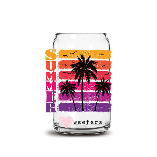 Summer Sunset 16oz Libbey Glass Can UV DTF or Sublimation Decal Transfer - Weefers