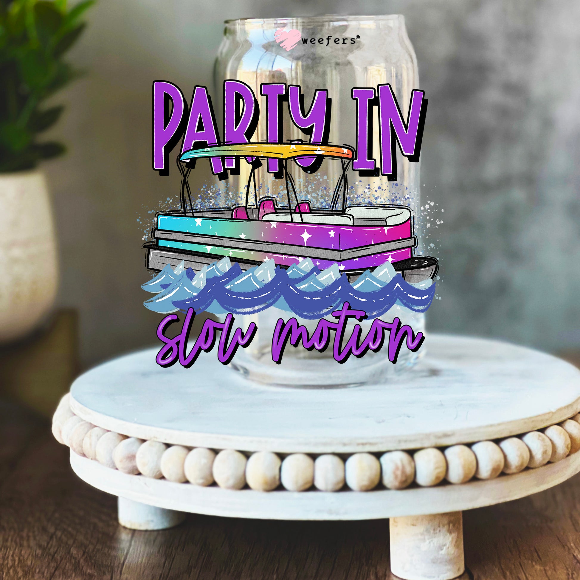 Party in Slow Motion Colors 16oz Libbey Glass Can UV DTF or Sublimation Wrap Decal Transfer - Weefers