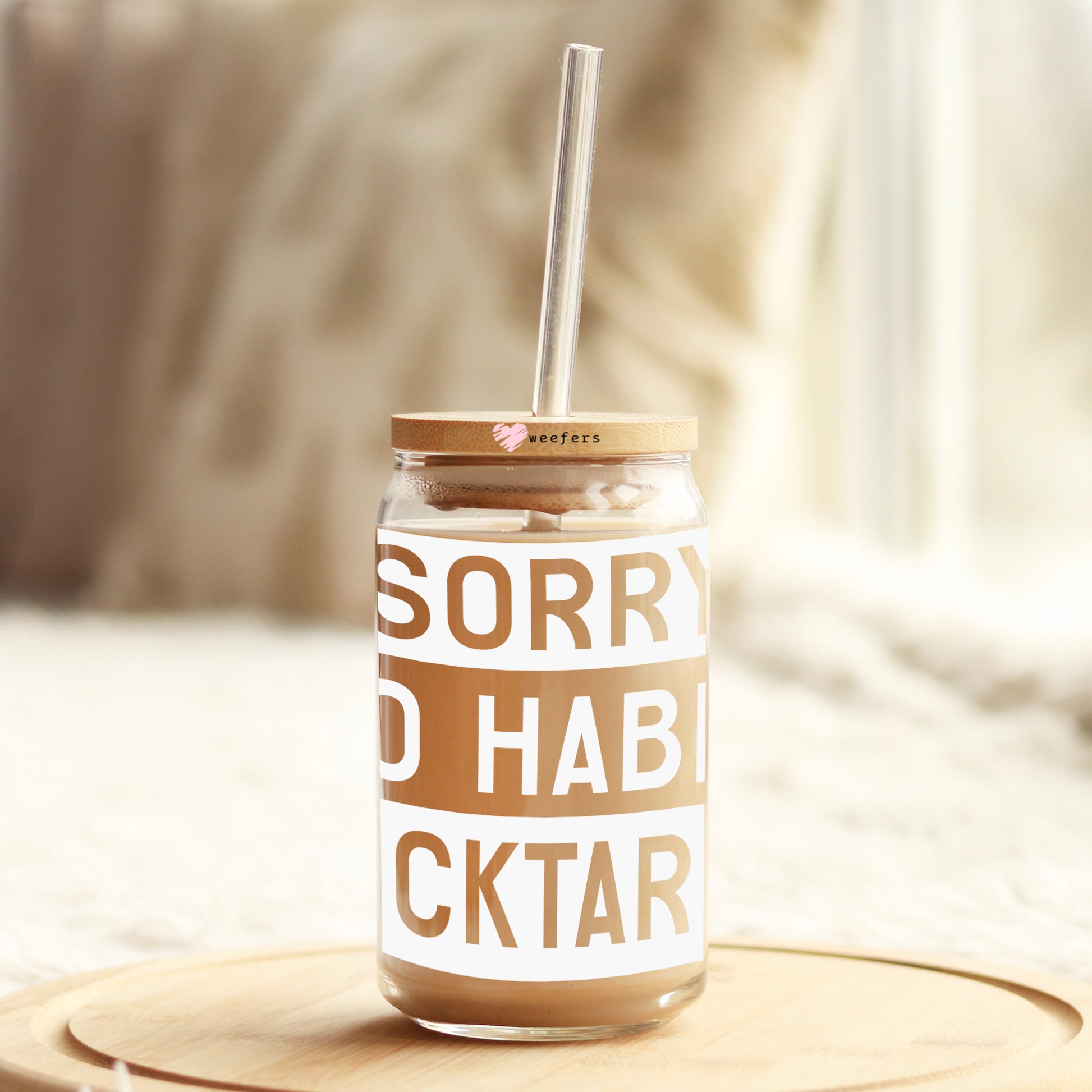 Sorry No Hablo Fucktardo White 16oz Libbey Glass Can UV DTF or Sublimation Wrap Decal Transfer - Weefers