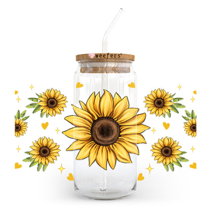 Sunflower Dreams 20oz Libbey Glass Can UV DTF or Sublimation Wrap- Decal Transfer - Weefers