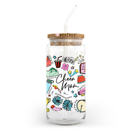 Busy Doing Cheer Mom Stuff 20oz Libbey Glass Can UV DTF or Sublimation Wrap - Decal Transfer - Weefers