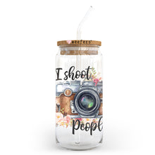 Load image into Gallery viewer, a glass jar with a camera and i shoot people on it

