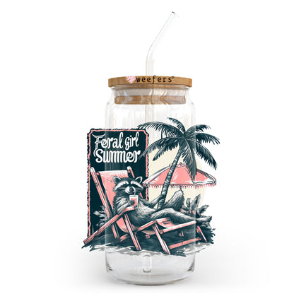 Feral Girl of Summer 20oz Libbey Glass Can, 34oz Hip Sip, 40oz Tumbler, 24oz Cold Cup UV DTF or Sublimation Decal Transfer - Weefers