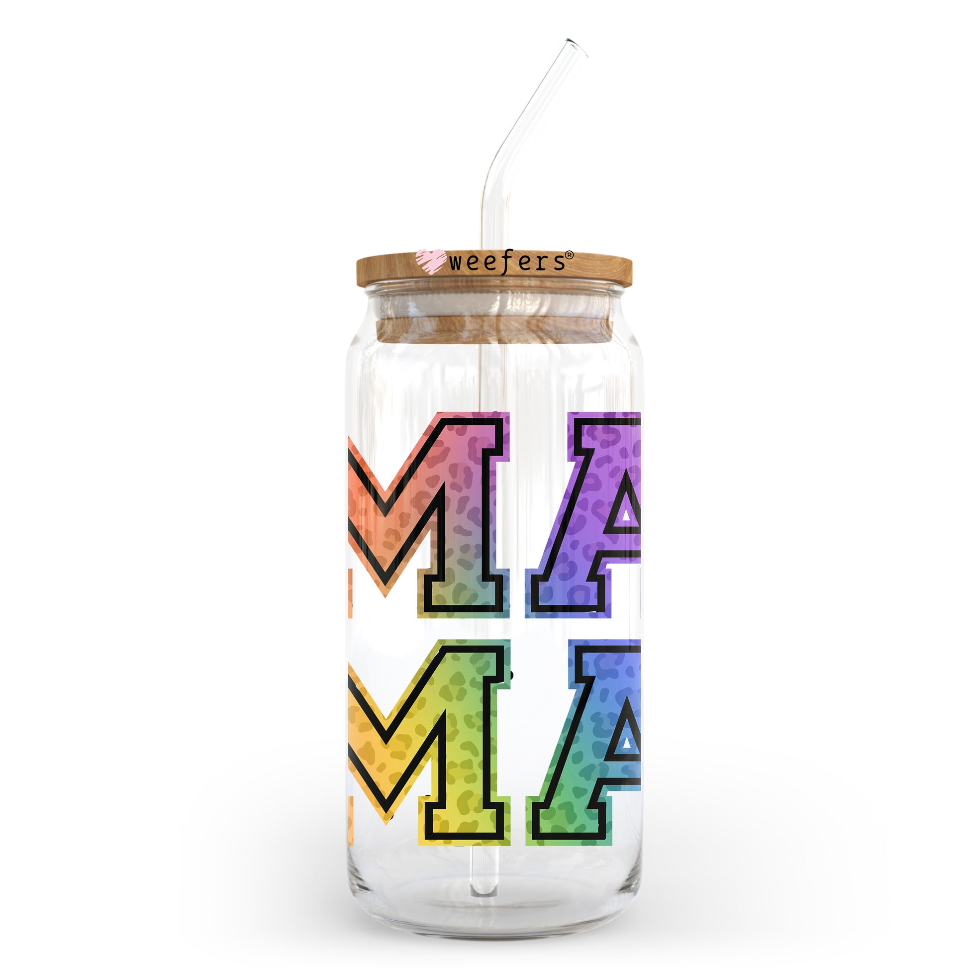 Colorful Mama Block 20oz Libbey Glass Can UV DTF or Sublimation Wrap - Decal Transfer - Weefers