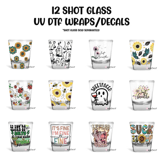 12 Shot Glass UV DTF Wraps - Decals Bundle - Vol. 1 - Weefers