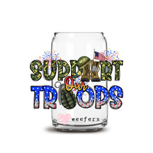 Load image into Gallery viewer, a jar with a microphone inside of it with the words support our troops
