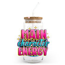 Load image into Gallery viewer, a mason jar with a straw in it that says main character energy

