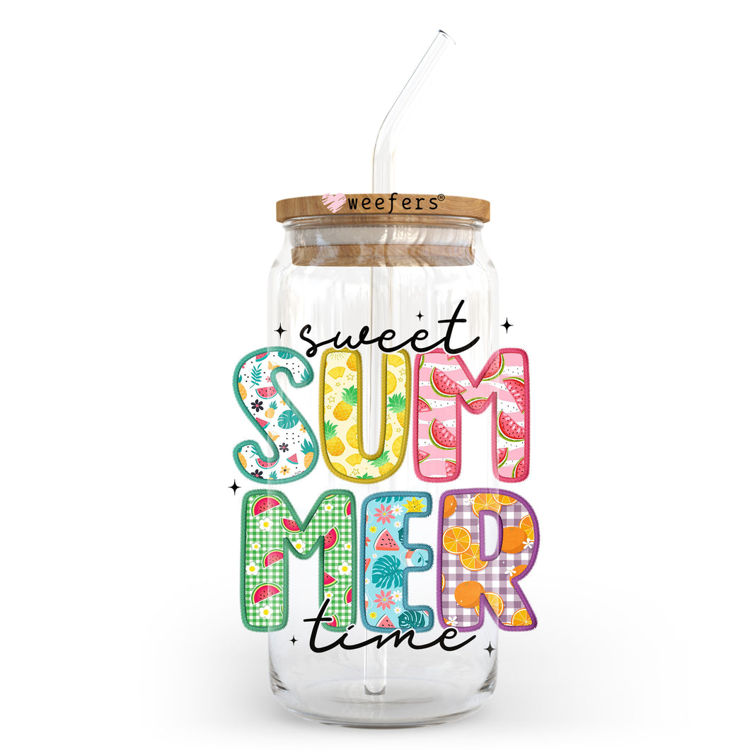 a glass jar with a straw in it that says sweet gummer time