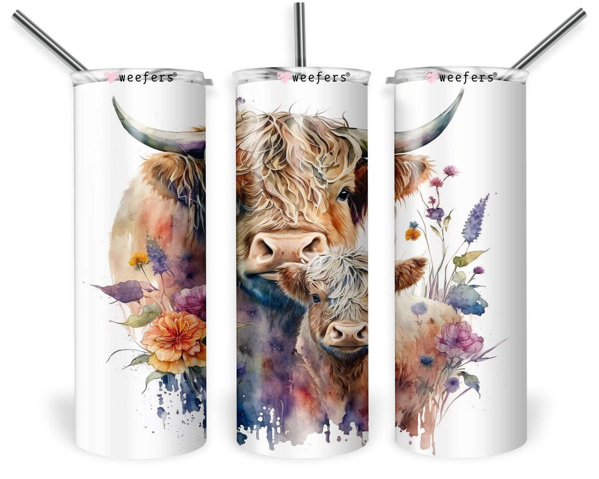 20oz Skinny Tumbler Wrap - Floral Cow - Weefers