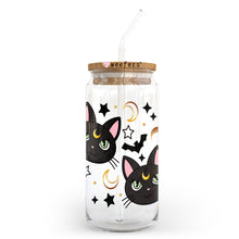 Load image into Gallery viewer, a glass jar with a cat design on it
