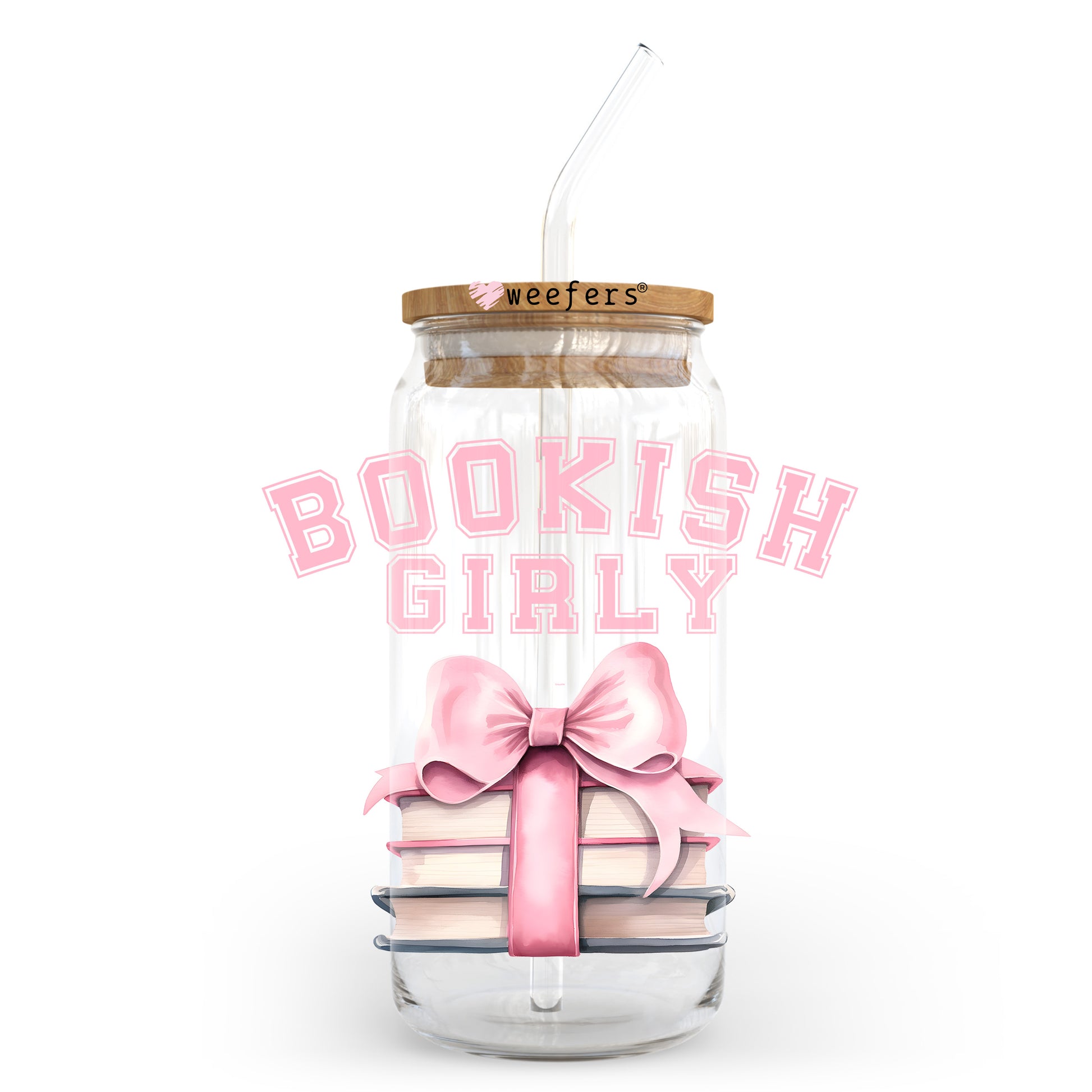 Bookish Girly 20oz Libbey Glass Can UV DTF or Sublimation Wrap - Decal Transfer - Weefers