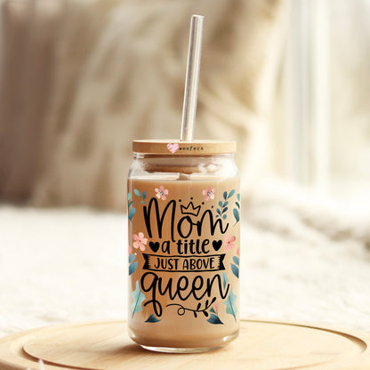 Mom Queen 16oz Libbey Glass Can UV DTF or Sublimation Wrap - Decal Transfers - Weefers