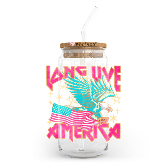 Long Live America Pink 20oz Libbey Glass Can, 34oz Hip Sip, 40oz Tumbler, 24oz Cold Cup UV DTF or Sublimation Decal Transfer - Weefers