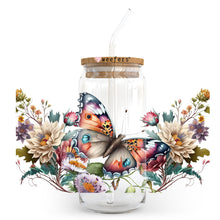Load image into Gallery viewer, a glass jar with a butterfly inside of it
