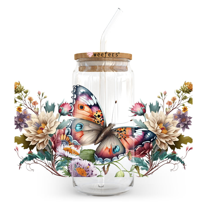 a glass jar with a butterfly inside of it