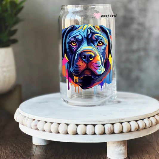 Cane Corso Colorful Watercolor 16oz Libbey Glass Can UV DTF or Sublimation Wrap - Decal - Weefers