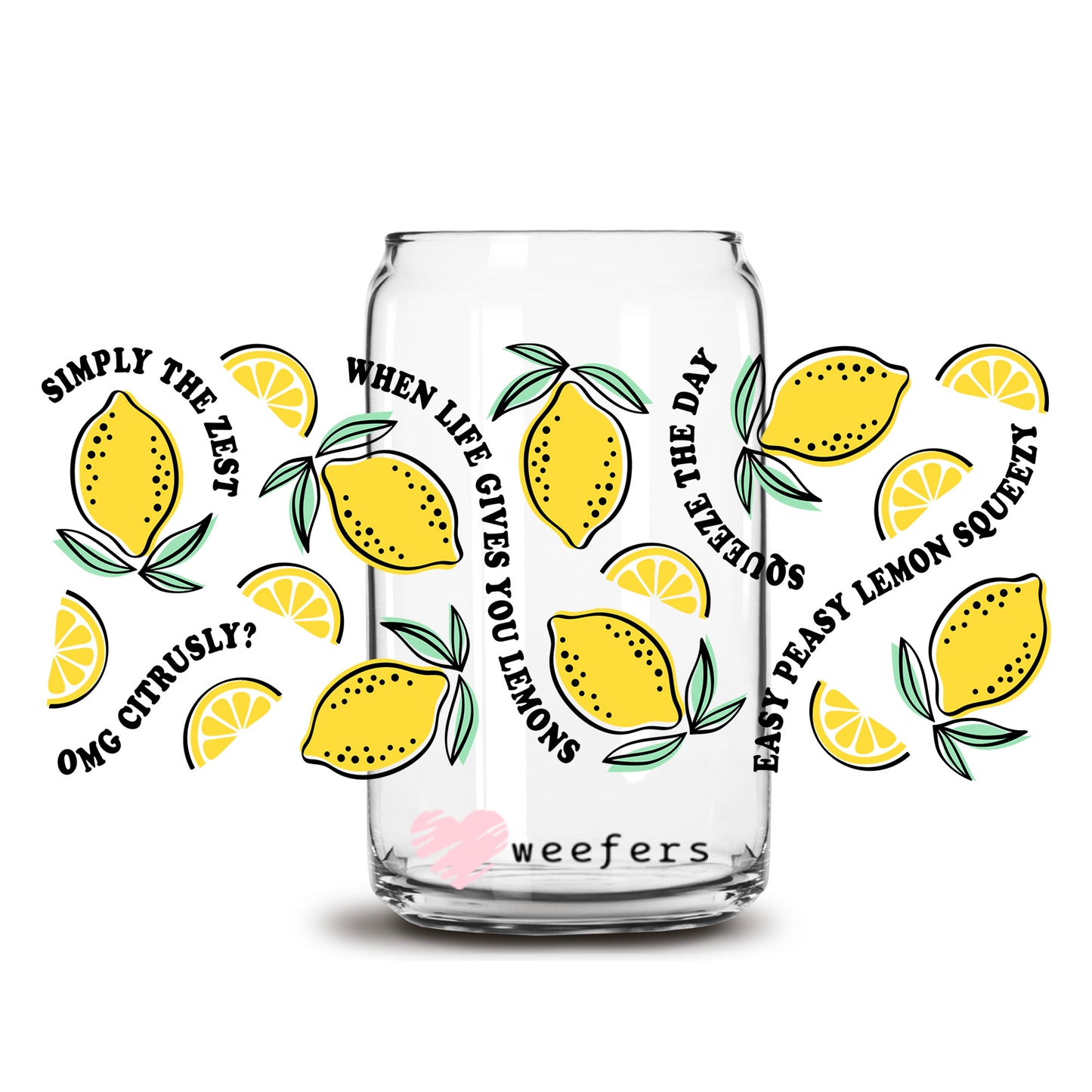 Simply the Zest Lemons 16oz Libbey Glass Can UV DTF or Sublimation Wrap - Decal - Weefers