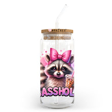 Load image into Gallery viewer, a glass jar with a raccoon on it
