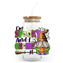 Load image into Gallery viewer, I&#39;m Spooky And I Gnome It 20oz Libbey Glass Can, 34oz Hip Sip, 40oz Tumbler, 24oz Cold Cup UV DTF or Sublimation Decal Transfer - Weefers
