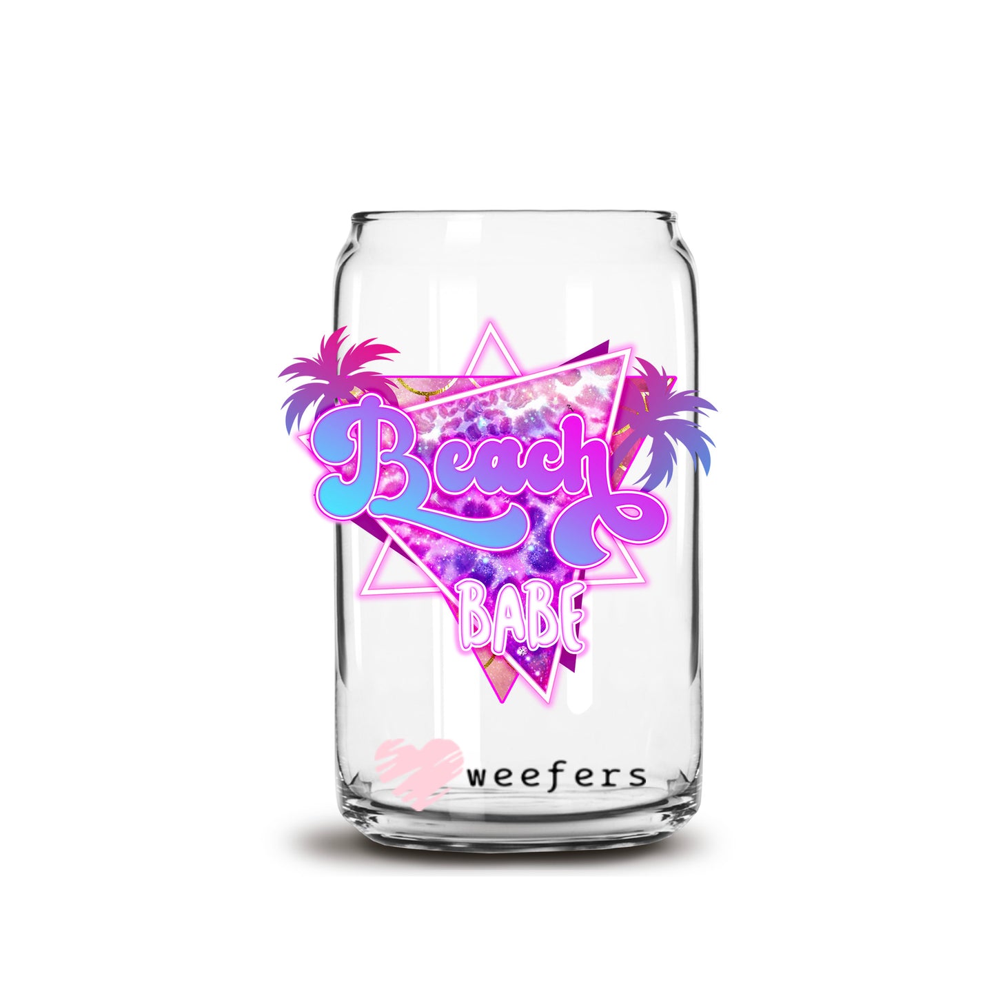 Purple Beach Babe 16oz Libbey Glass Can UV DTF or Sublimation Wrap - Transfer - Weefers