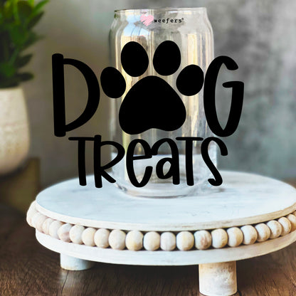 Dog Treats 16oz Libbey Glass Can UV DTF or Sublimation Wrap Decal Transfer - Weefers