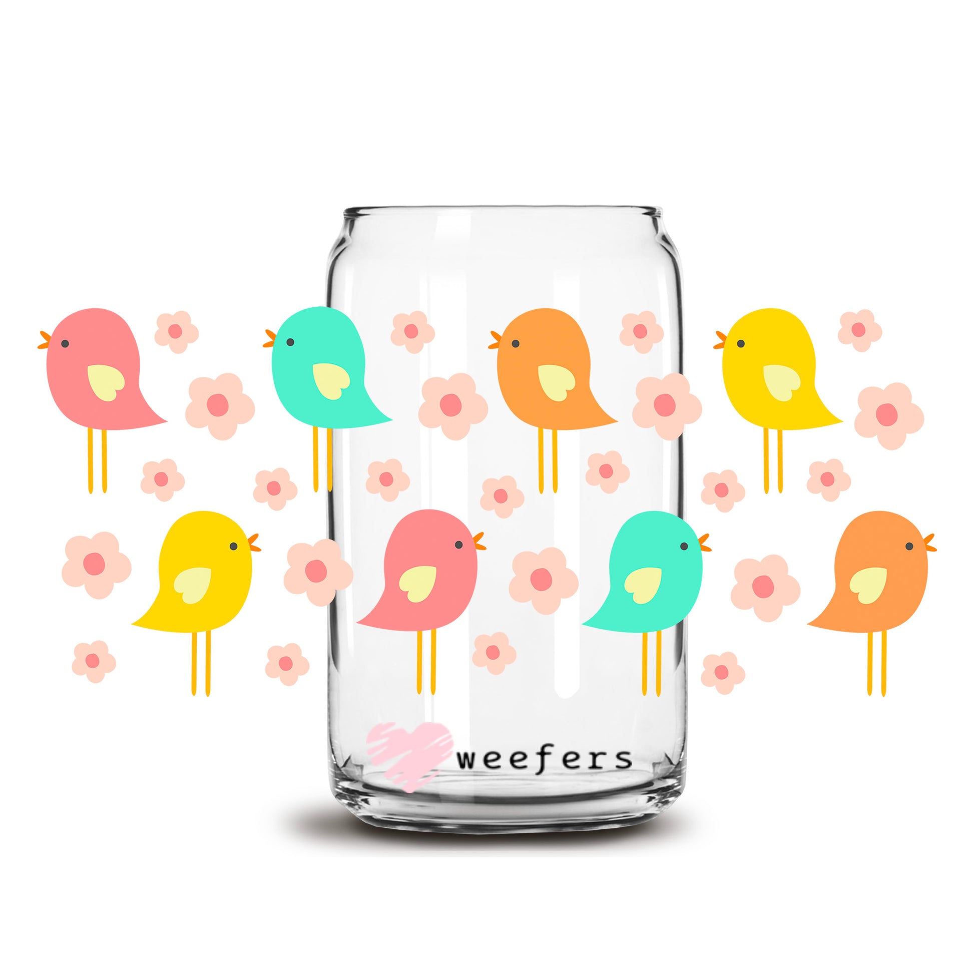 Tweet Birds 16oz Libbey Glass Can UV DTF or Sublimation Wrap - Transfer - Weefers