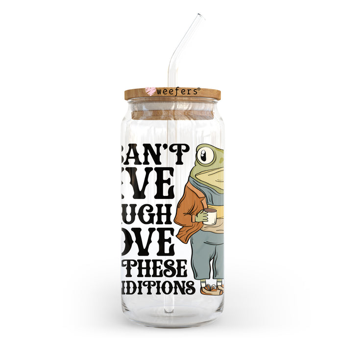a glass jar with a straw in it that says, can't we laugh