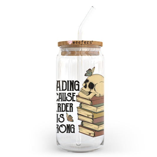 Reading Because Murder is Wrong 20oz Libbey Glass Can UV DTF or Sublimation Wrap - Decal Transfer - Weefers