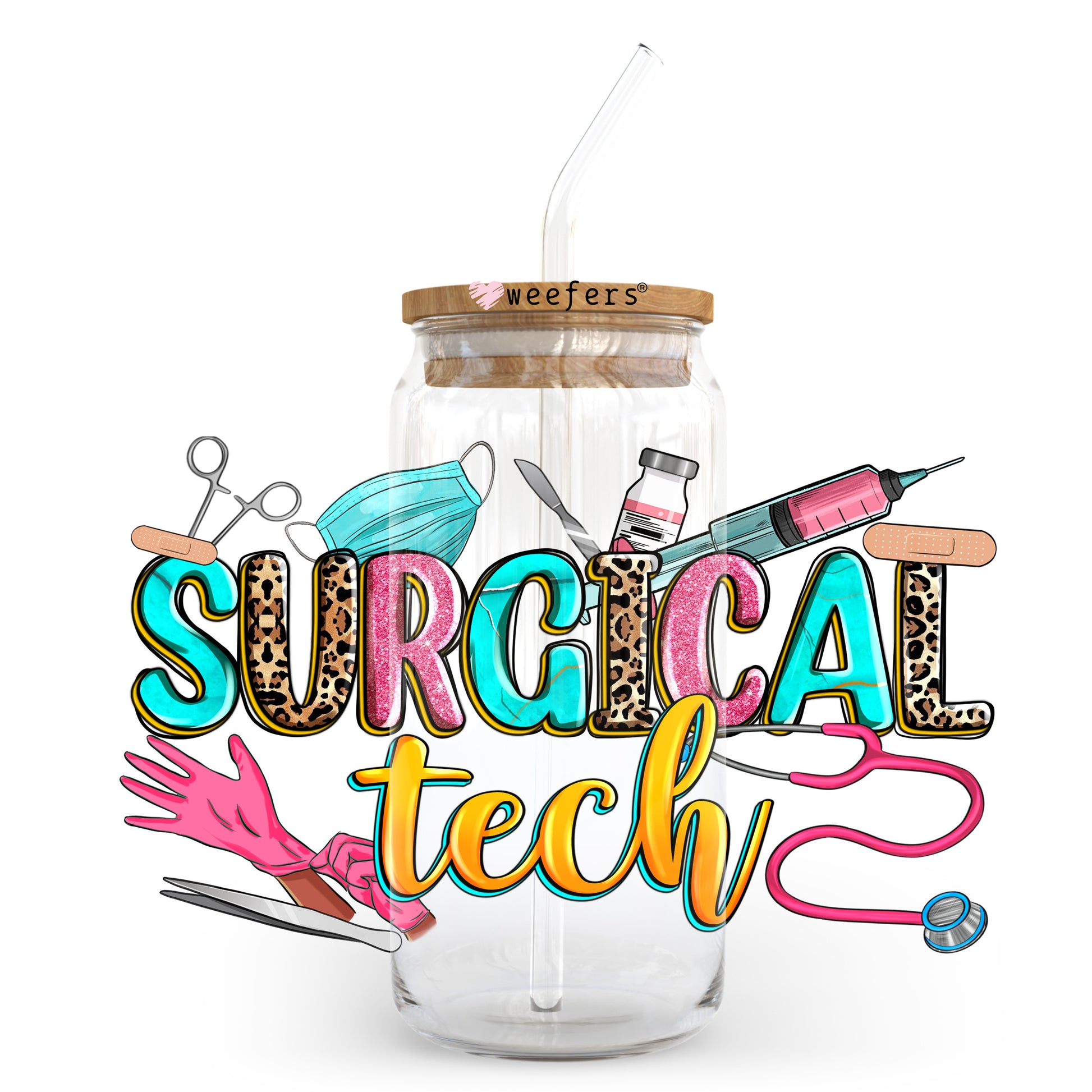 Surgical Tech 20oz Libbey Glass Can UV DTF or Sublimation Wrap - Decal Transfer - Weefers