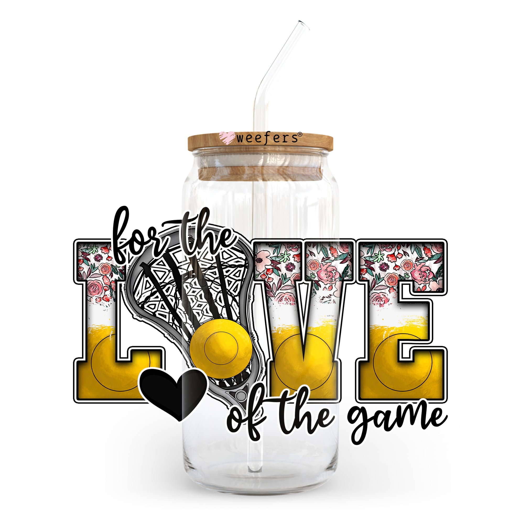 For the Love of the Game Lacrosse 20oz Libbey Glass Can UV DTF or Sublimation Wrap - Decal Transfer - Weefers