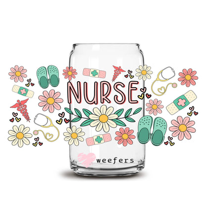 Nurse Life 16oz Libbey Glass Can UV DTF or Sublimation Decal Transfer - Weefers