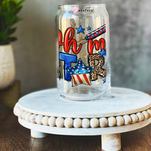 Load image into Gallery viewer, a glass jar with the words 4th of july painted on it
