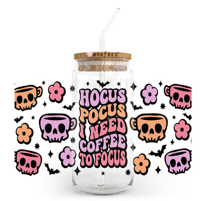 Hocus Pocus I Need Coffee To Focus 20oz Libbey Glass Can, 34oz Hip Sip, 40oz Tumbler, 24oz Cold Cup UV DTF or Sublimation Decal Transfer - Weefers