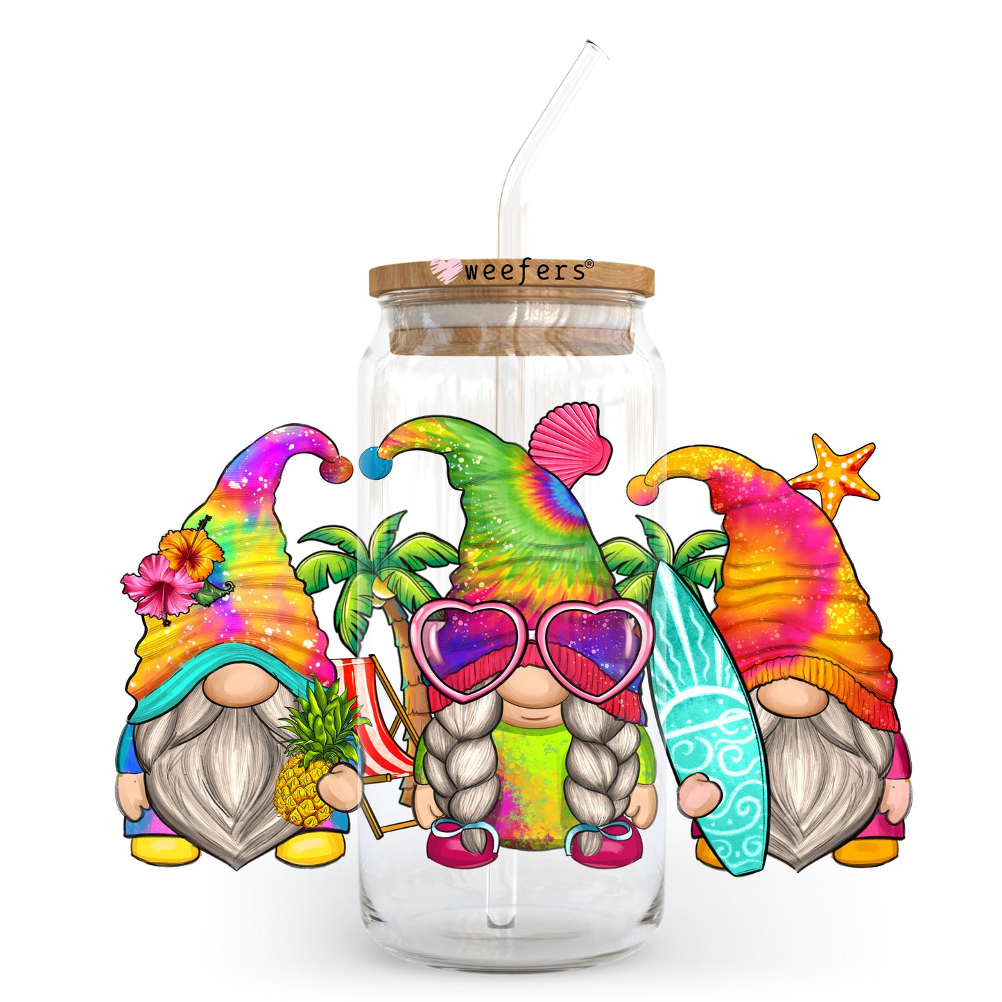 Summer Gnomes 20oz Libbey Glass Can, 34oz Hip Sip UV DTF or Sublimation Decal Transfer - Weefers