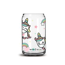Load image into Gallery viewer, Rainbow Unicorn 16oz Libbey Glass Can UV-DTF or Sublimation Wrap - Decal
