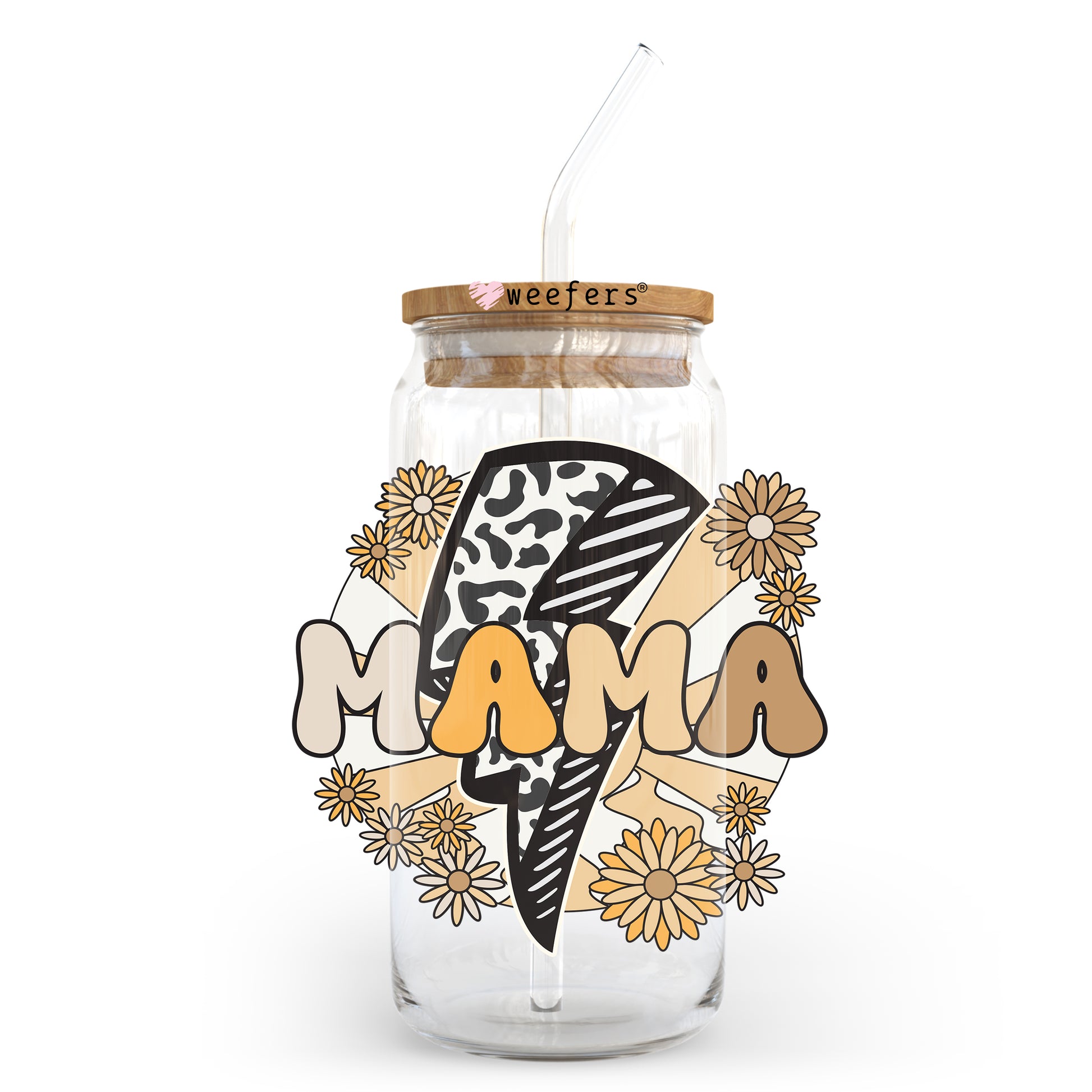 Mama Beige Lightening 20oz Libbey Glass Can UV DTF or Sublimation Wrap - Decal Transfer - Weefers