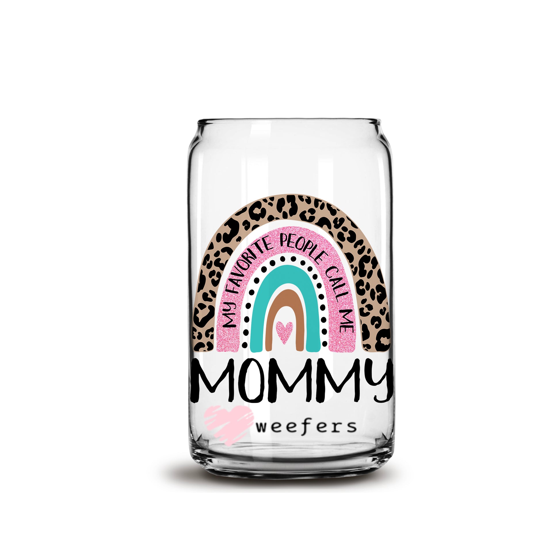 Mother's Day Mommy Boho Rainbow Libbey Glass Can UV DTF or Sublimation Wrap - Decal - Weefers