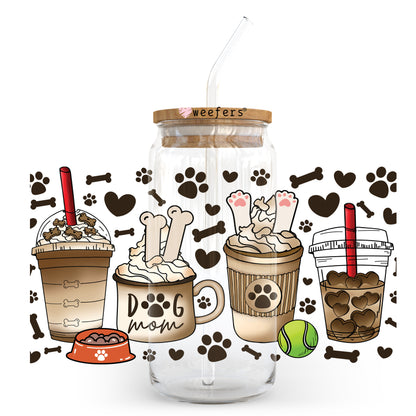 Dog Mom Coffee Latte 20oz Libbey Glass Can, 34oz Hip Sip, 40oz Tumbler UV DTF or Sublimation Decal Transfer - Weefers