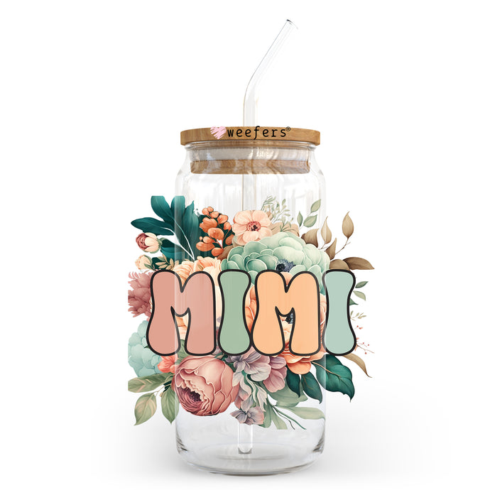 a mason jar filled with flowers and the word mom