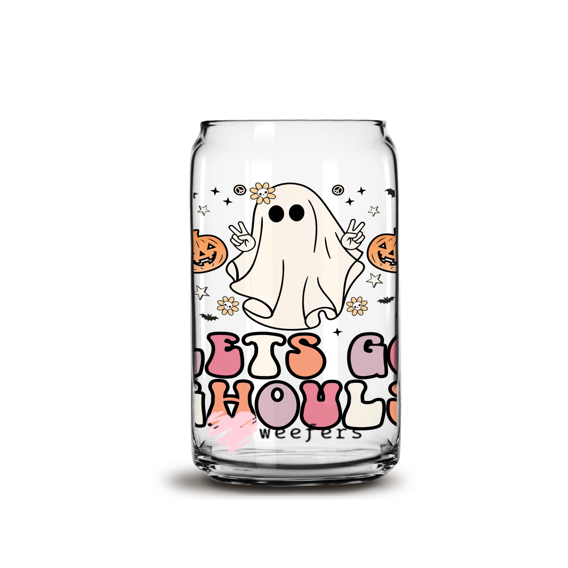 Let's Go Ghouls Halloween 16oz Libbey Glass Can UV DTF or Sublimation Wrap - Decal - Weefers